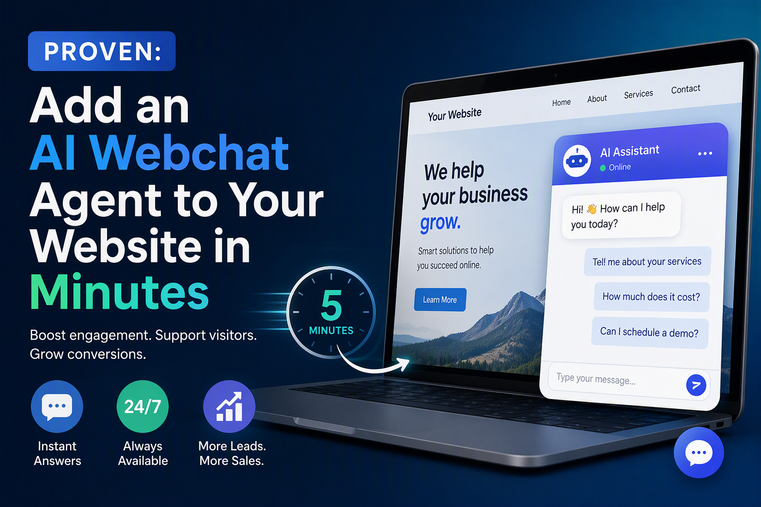 AI webchat agent installation with Hi360x — no coding required